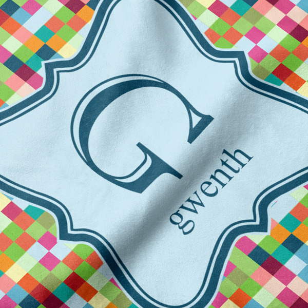 Retro Pixel Squares Hooded Baby Towel- Detail Close Up