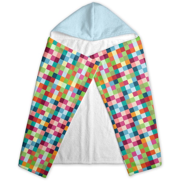 Retro Pixel Squares Hooded Towel - Folded
