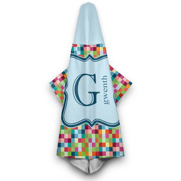 Retro Pixel Squares Hooded Towel - Hanging