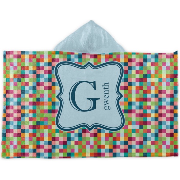 Custom Retro Pixel Squares Kids Hooded Towel (Personalized)