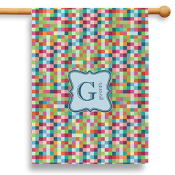 Retro Pixel Squares 28" House Flag - Single Sided (Personalized)