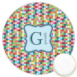 Retro Pixel Squares Printed Cookie Topper - 3.25" (Personalized)