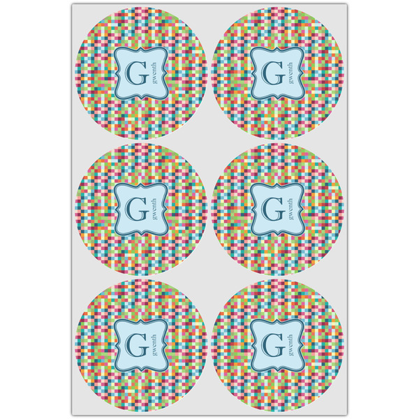Retro Pixel Squares Icing Circle - Large - Set of 6