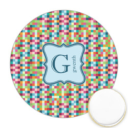 Retro Pixel Squares Printed Cookie Topper - Round (Personalized)