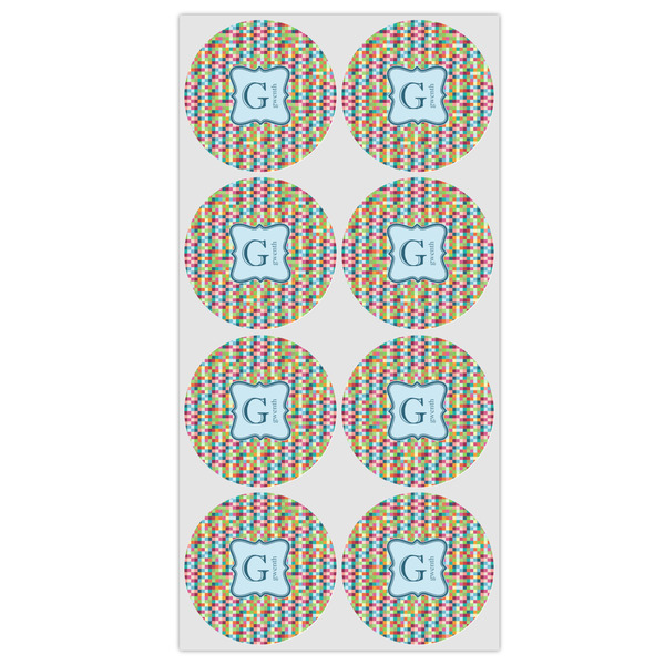 Retro Pixel Squares Icing Circle - Medium - Set of 8