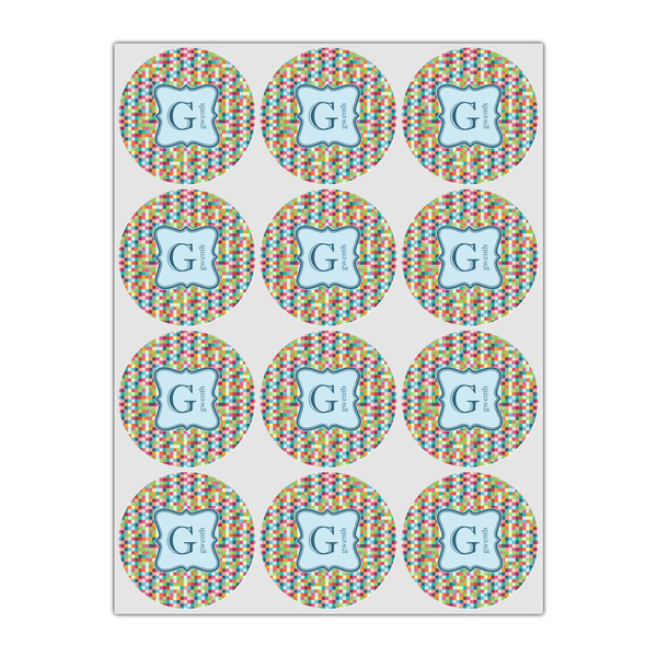 Retro Pixel Squares Icing Circle - Small - Set of 12