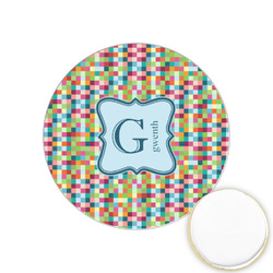 Retro Pixel Squares Printed Cookie Topper - 1.25" (Personalized)