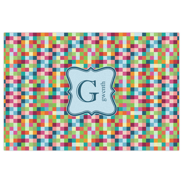 Retro Pixel Squares Indoor / Outdoor Rug - 2'x3' - Front Flat