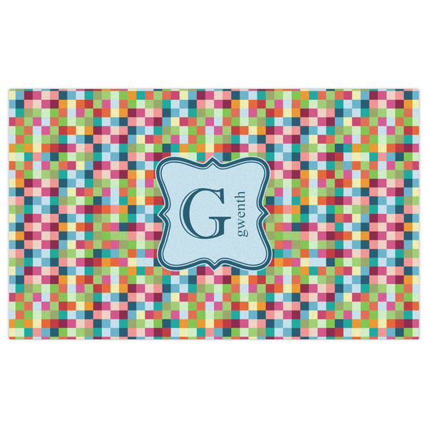 Retro Pixel Squares Indoor / Outdoor Rug - 3'x5' - Front Flat