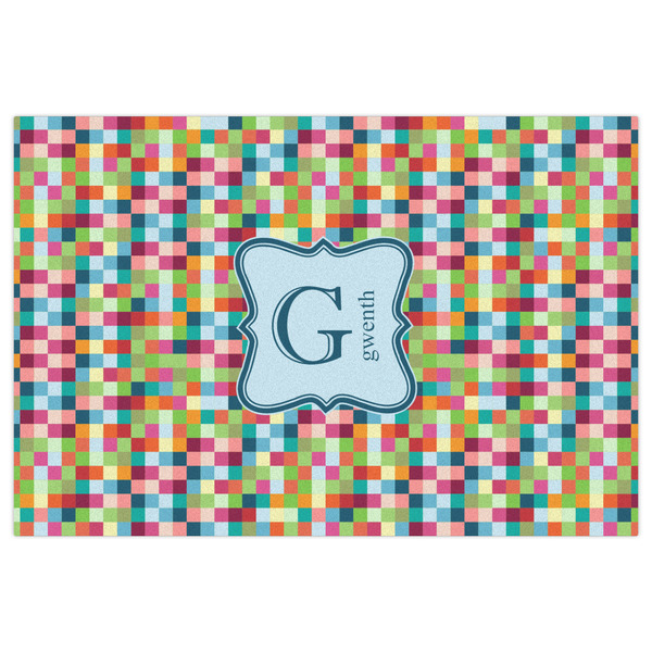 Retro Pixel Squares Indoor / Outdoor Rug - 4'x6' - Front Flat