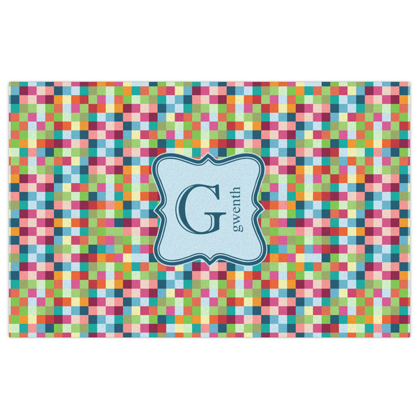 Retro Pixel Squares Indoor / Outdoor Rug - 5'x8' - Front Flat