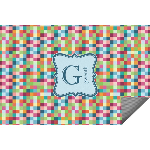 Custom Retro Pixel Squares Indoor / Outdoor Rug - 5'x8' (Personalized)