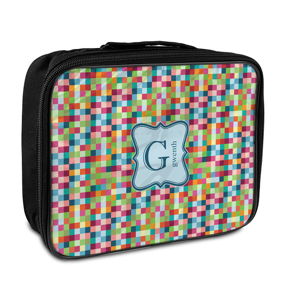 Custom Retro Pixel Squares Insulated Lunch Bag (Personalized)
