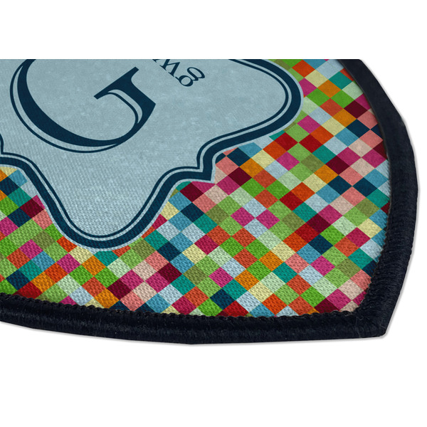 Retro Pixel Squares Iron on Shield 3 Detail