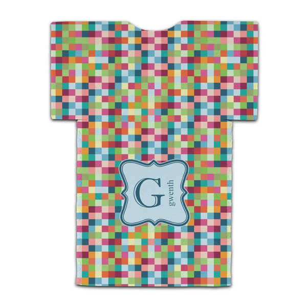 Retro Pixel Squares Jersey Bottle Cooler - BACK (flat)