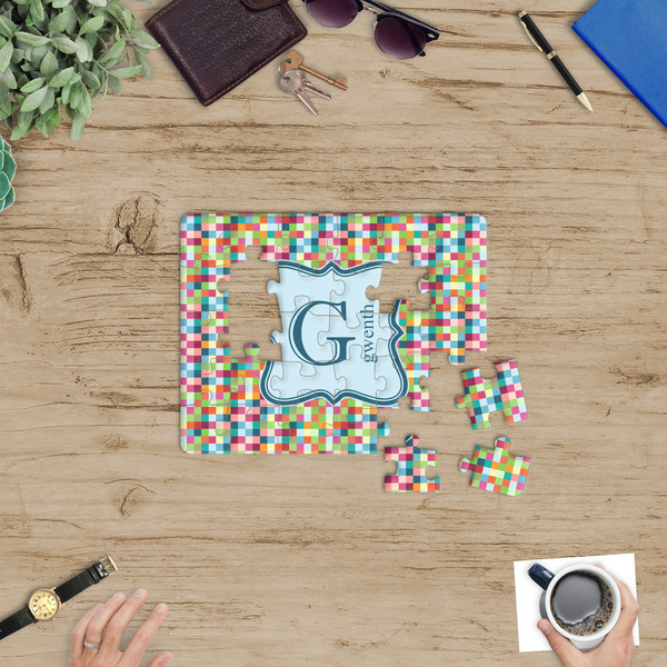 Retro Pixel Squares Jigsaw Puzzle 30 Piece - In Context