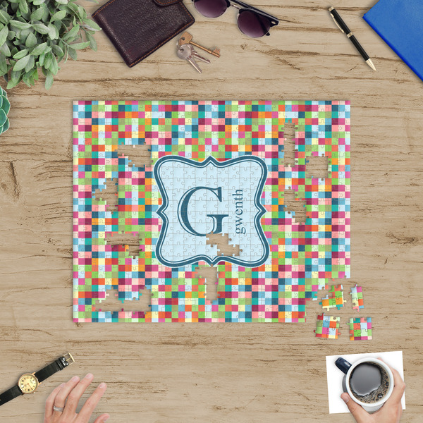 Retro Pixel Squares Jigsaw Puzzle 500 Piece - In Context