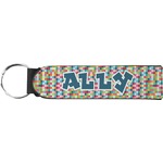 Retro Pixel Squares Neoprene Keychain Fob (Personalized)