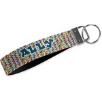Retro Pixel Squares Webbing Keychain Fob - Small (Personalized)