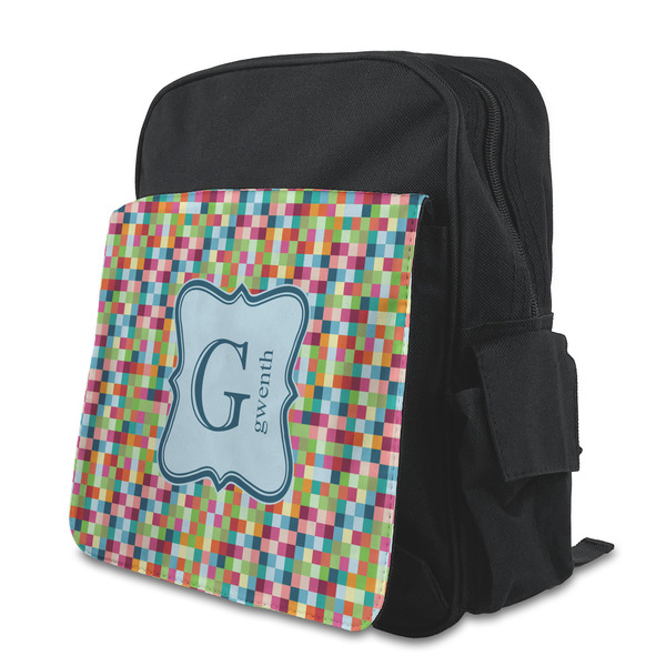 Custom Retro Pixel Squares Preschool Backpack (Personalized)