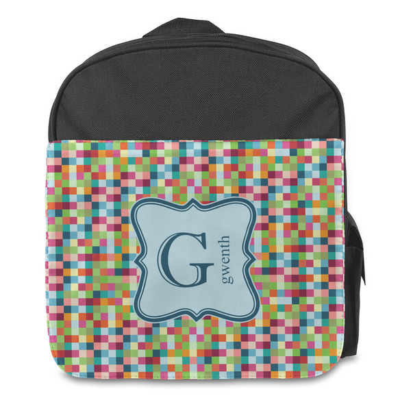Retro Pixel Squares Kids Backpack - Front