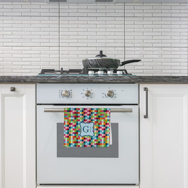 Retro Pixel Squares Kitchen Towel - Poly Cotton - Lifestyle