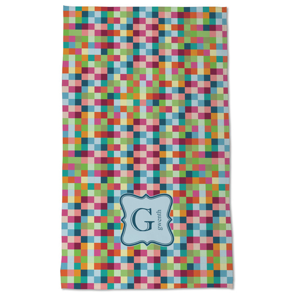 Retro Pixel Squares Kitchen Towel - Poly Cotton - Full Front