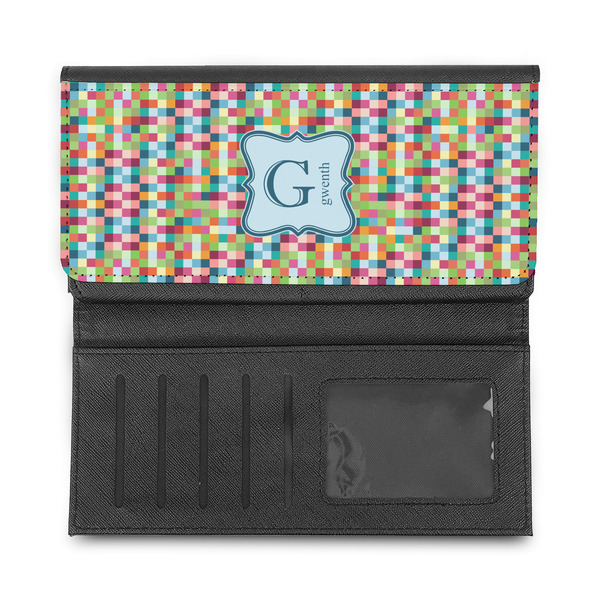 Retro Pixel Squares Ladies Wallet - Half Way Open