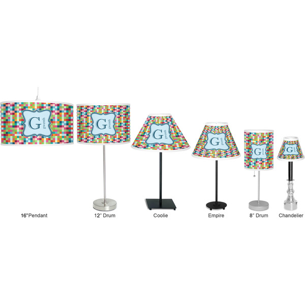 Retro Pixel Squares Lamp Full View Size Comparison