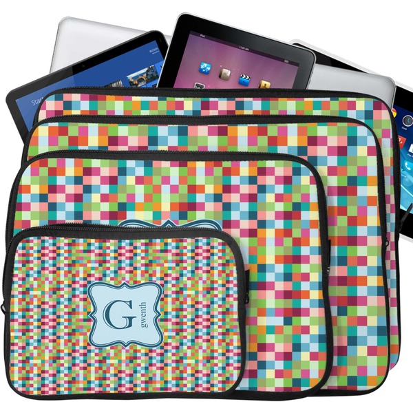 Retro Pixel Squares Laptop Case Sizes