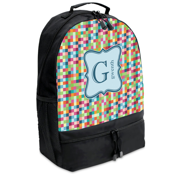 Custom Retro Pixel Squares Backpacks - Black (Personalized)
