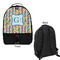 Retro Pixel Squares Large Backpack - Black - Front & Back View