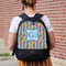 Retro Pixel Squares Large Backpack - Black - On Back