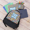 Retro Pixel Squares Large Backpack - Black - With Stuff