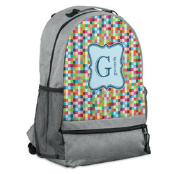 Retro Pixel Squares Backpack - Grey (Personalized)