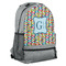 Retro Pixel Squares Large Backpack - Gray - Angled View