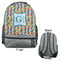 Retro Pixel Squares Large Backpack - Gray - Front & Back View