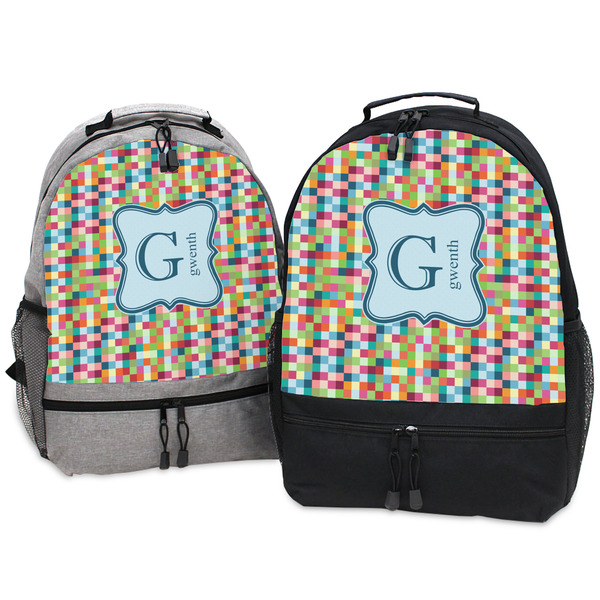 Retro Pixel Squares Large Backpacks - Both