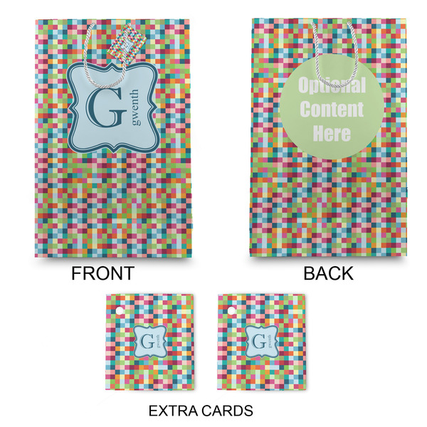 Retro Pixel Squares Large Gift Bag - Approval