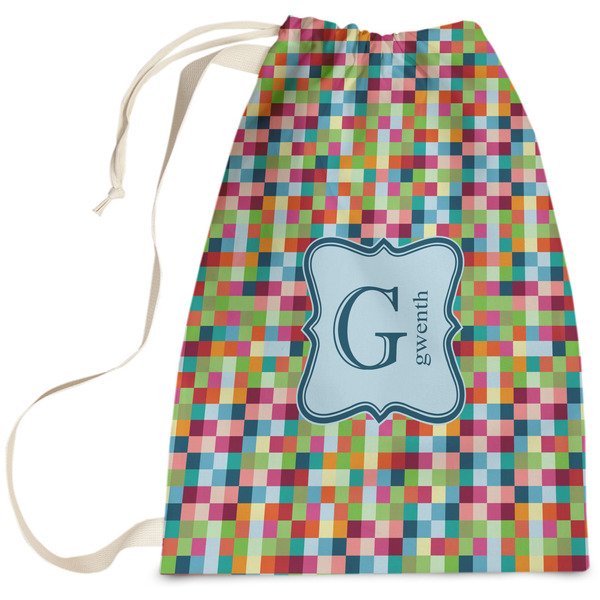 Custom Retro Pixel Squares Laundry Bag (Personalized)