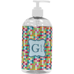 Retro Pixel Squares Plastic Soap / Lotion Dispenser (16 oz - Large - White) (Personalized)