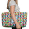 Retro Pixel Squares Large Rope Tote Bag - In Context View
