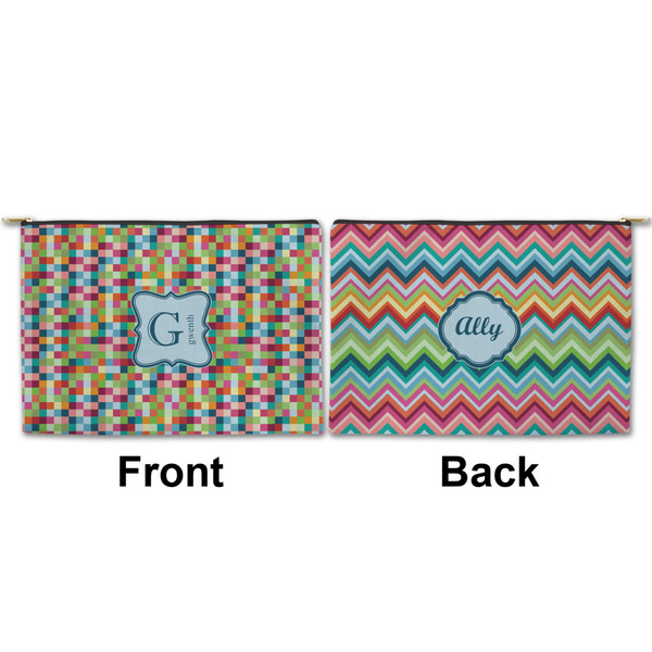 Retro Pixel Squares Large Zipper Pouch Approval (Front and Back)