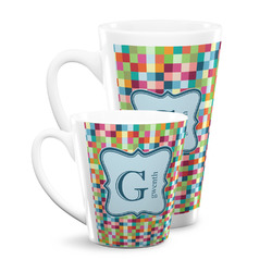 Retro Pixel Squares Latte Mug (Personalized)