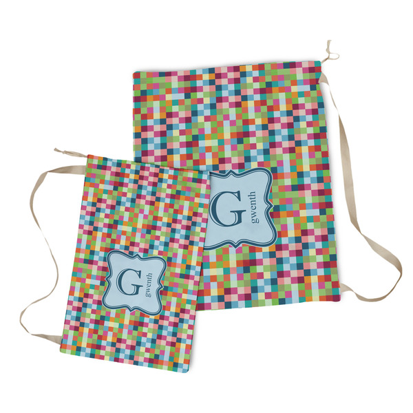 Retro Pixel Squares Laundry Bag - Both Bags