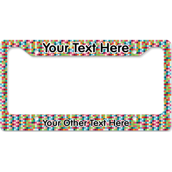 Custom Retro Pixel Squares License Plate Frame - Style B (Personalized)