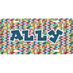 Retro Pixel Squares Front License Plate (Personalized)