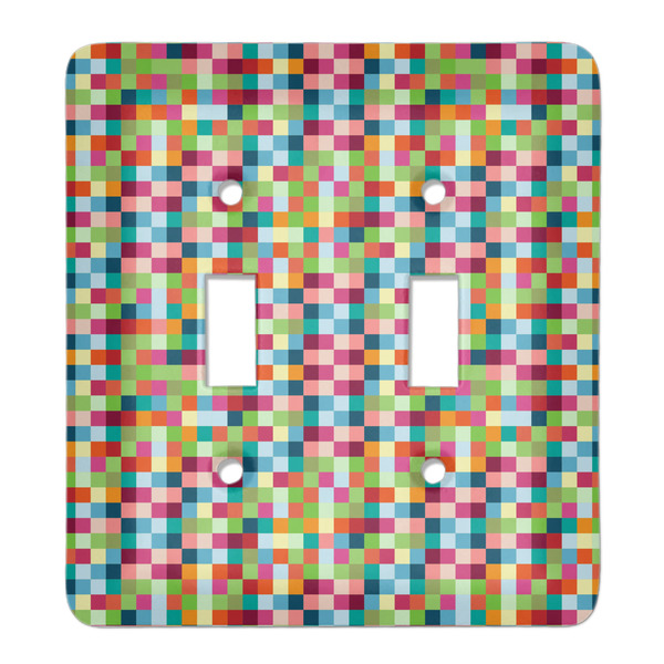 Custom Retro Pixel Squares Light Switch Cover (2 Toggle Plate)