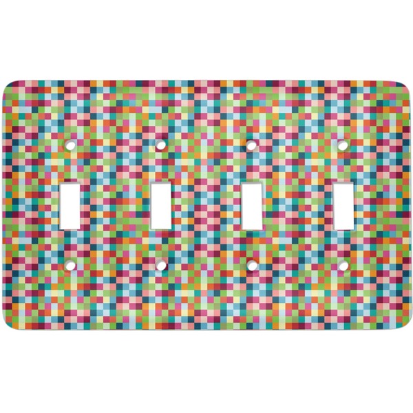 Custom Retro Pixel Squares Light Switch Cover (4 Toggle Plate)