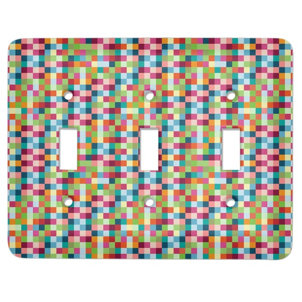 Custom Retro Pixel Squares Light Switch Cover (3 Toggle Plate)